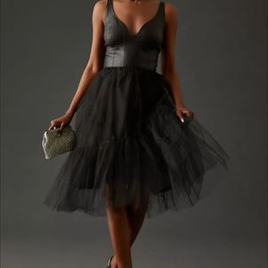 ANTHROPOLOGIE FAUX LEATHER DRESS - statement party dress